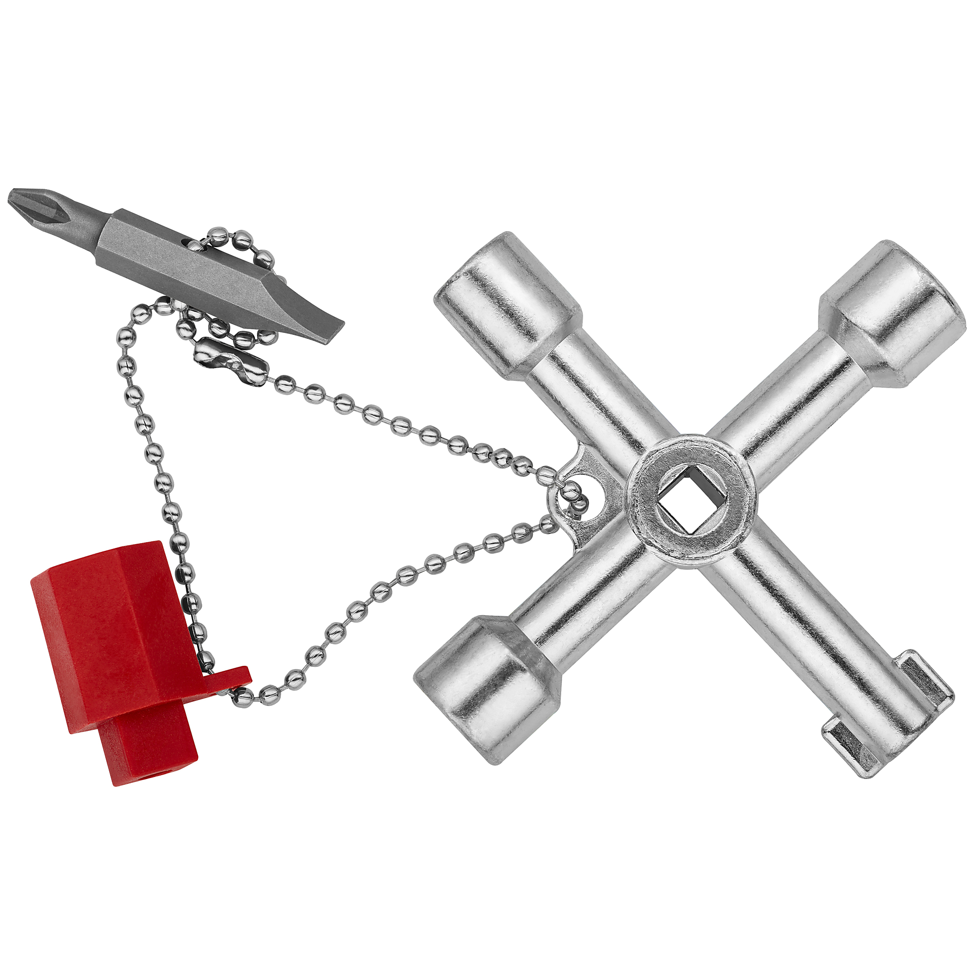 KNIPEX Control Cabinet Key, 2.75in., Multi-Tool, Die-cast Zinc, Model# 00 11 03